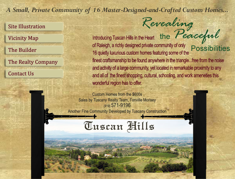 Tuscan Hills Subdivision Raleigh